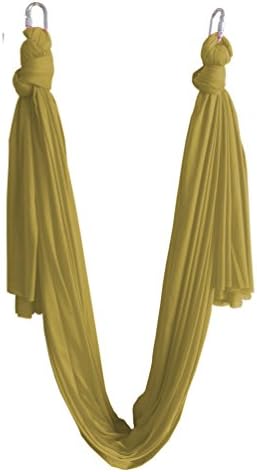 Wellsem 5.5yard Decompression Hammock Inversion Aerial Traction Yoga Gym Swing Hanging with Carabiners for Home &amp; Outsides Sports to Shape Body (Gold)