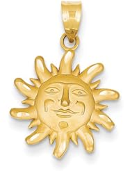 14k Yellow Gold Diamond-Cut Small Sun Charm