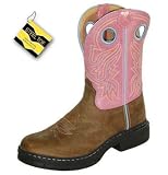 Twisted X Boots Women's EZ Wearing Work Boots, Western Boot Flair, Brown Marbled Distressed / Light Pink 9 Top , Steel Toe, WEZS0001