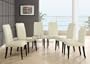Modern Furniture Set of Six Beige Leather Match and Dark Wenge Wood Dining Chairs