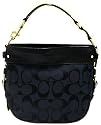 Coach Black Signature Medium Zoe Hobo Handbag 12657