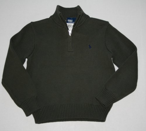 Buy Boys Polo Ralph Lauren Zip Mockneck Sweater – Earth Green