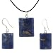 Sodalite Dome Rectangle Shaped Pendant and Earrings Set - 18x22mm Pendant, 14x18mm Earrings - Adjustable Cord Necklace