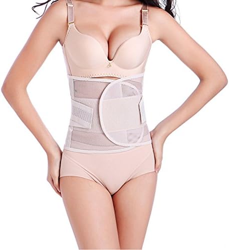 Funnywe Breathable Women Postpartum Girdle Corset Recovery Belly Band Wrap Belt (S, Beige)