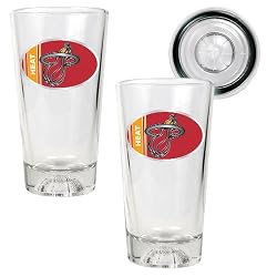 Miami Heat NBA 2pc Pint Ale Glass Set with Basketball Bottom - Oval Logo