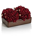 Red Pom Pom Dahlia Floral Display in Square Vase