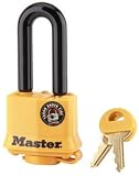 Master Lock 315DLH Laminated Steel Pin Tumbler Padlock, 2-Inch Shackle, Keyed Different, Yellow