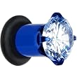 2 Gauge Cz Blue Electro Titanium Tunnel Plug