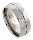 Titanium 9 mm (3/8) Polished Comfort Fit Band with Grooved Center