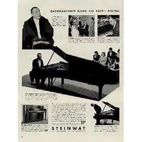 RACHMANINOFF Gives his 1529th Recital. The great artist tours America for the 23rd time. His final concert was to a sold-out house at Wellesley College, Massachusetts, in New England's worst blizzard of the winter. ..... 1940 STEINWAY Ad, A4686.