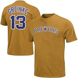 MLB Majestic Zack Greinke Milwaukee Brewers #13 Player T-Shirt - Gold (Medium)