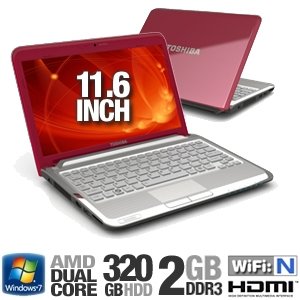 Toshiba Satellite T215D-S1150RD 11.6-Inch Notebook PC - Gemini Red