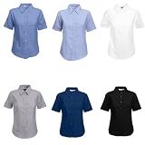 Damen Short Sleeve Oxford Shirt von Fruit of the Loom XS S M L XL XXL 3XL verschiedene Farben