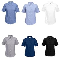 Damen Short Sleeve Oxford Shirt von Fruit of the Loom XS S M L XL XXL 3XL verschiedene Farben