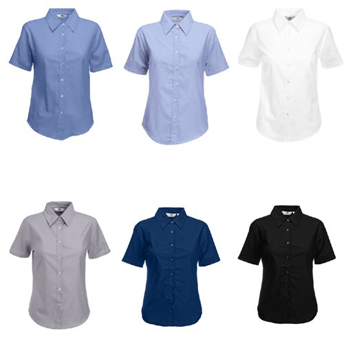 Produkt-Bild: Damen Short Sleeve Oxford Shirt von Fruit of the Loom XS S M L XL XXL 3XL verschiedene Farben