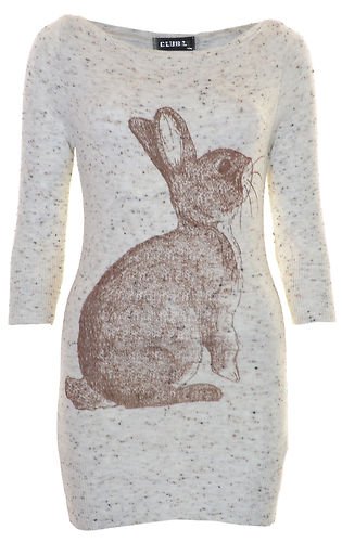 Style Womens Knitted Rabbit Print Jumper Sweater