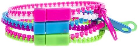 American Pro Supply Zipper Bracelet Hip Zip Real Zipper Bracelets Neon Color 3 Pieces Set
