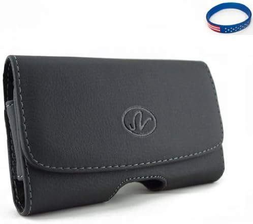 Samsung Galaxy Mega 5.8/ 6.3 Horizontal Leather Case with Magnetic closure with belt clip and belt loops + Cell Phone Antenna Booster + Star Wristband