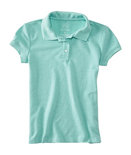 P.S. From Aeropostale Girls Solid Pique Polo Shirt Tropical Mint Neon