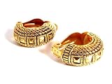 Image of Ladies vintage clip on earrings in a gold coloured metal design 12301