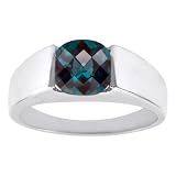 10k White Gold Cushion-Cut Lab Created Alexandrite Ring