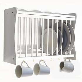 CHESHUNT - Wall Mounted Kitchen Plate / Storage Rack - White