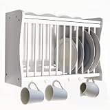 CHESHUNT - Wall Mounted Kitchen Plate / Storage Rack - White