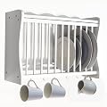 CHESHUNT - Wall Mounted Kitchen Plate / Storage Rack - White