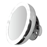 Led Illuminated Suction Mounted 5" Mirror - 5x Magnified -battery Operated
