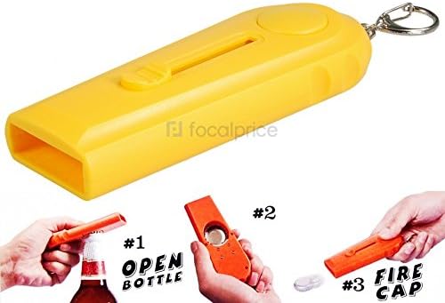 Creative Cap Fire Launcher Bottle Opener with Keychain (Yellow)