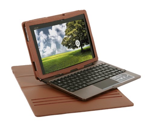 Navitech Brown Executive Premium Leather Flip Carry Case Fits With & Without Docking Keyboard With Adjustable Stand & Duel Layered Anti-Glare Screen Guard Protector For The Asus EeePad Transformer TF101 Fits 10.1 inch Tablet PC Android 3.0TM