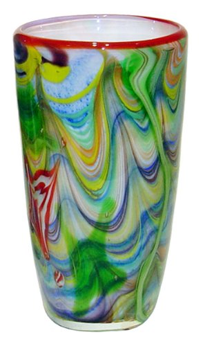 Multi Colored Hand Blown Glass Vase