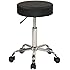 Sierra Comfort Adjustable Stool with Wheels and Metal Plated Frame, Black