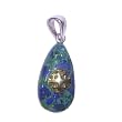 14K gold Jerusalem Cross n top of Eilat stone pendant - Blue (2 x 1.5 cm or 0.8 x 0.5 inches).