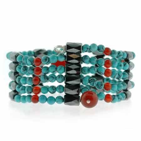 Genuine Hematite Carnleian, and Reconstituted Turquoise Bead Magentic Healing Anklet/ Bracelet/ Necklace