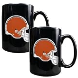 2 Pc Cleveland Browns Coffee Mug Set - Black by Great Amreican Products