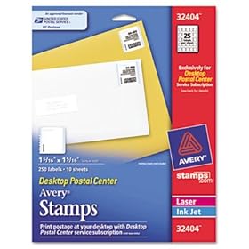 Avery 32404 - Desktop Postal Center Printable Stamps, 1 5/16 x 1 5/16, White, 250 Stamps/Pack-AVE32404