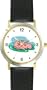 Piglets Sleeping - Pig Animal - WATCHBUDDY� DELUXE TWO-TONE THEME WATCH - Arabic Numbers - Black Leather Strap-Size-Children's Size-Small ( Boy's Size & Girl's Size )