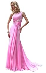 Plus Size Chiffon/Taffeta/Tulle One Shoulder Lace Applique Crystal Crystals Beaded Homecoming Dress/Bridesmaid Dress 