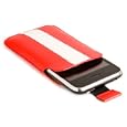 LUPO Red Leather Pouch Case with Pull Tab for Apple: Iphone (2G, 3G, 3GS, 4, 4S) Ipod Touch, Nokia: N8, X6. Samsung: S5230 Tocco Lite, S5620 Monte, S8500 Wave, I9000 Galaxy S. Sony Ericsson: Satio, Vivaz. Motorola: Milestone. LG: Renoir, Cookie, Viewty. H