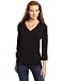 Jones New York Women's Folded V-Neck Sweater, Black, X-Large
