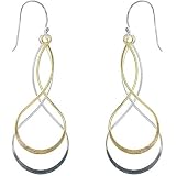 Sterling Silver and 18kt Gold over Sterling Silver Two Tone Double Abstract Figure 8 Drop Earrings