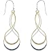 Jewelry : Sterling Silver and 18kt Gold over Sterling Silver Two Tone Double Abstract Figure 8 Drop Earrings