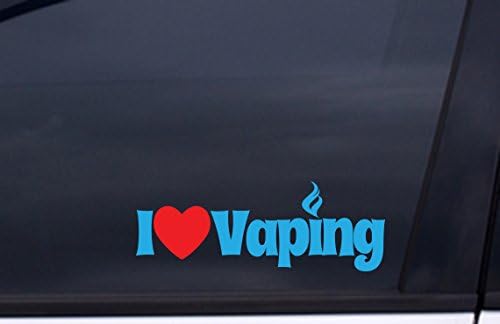 I LOVE VAPING Sticker 9"x3.5" BLUE and RED Free Shipping