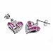 Sterling Silver Earrings with Ruby/ Clear CZ - Size: 13mm
