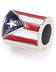 Zable(tm) Sterling Silver Puerto Rican Flag Bead / Charm