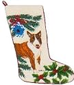Needlepointed Bull Terrier Christmas Stocking