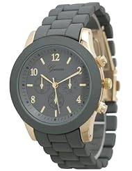 Geneva Boyfriend Chronograph Style Link Watch - Grey