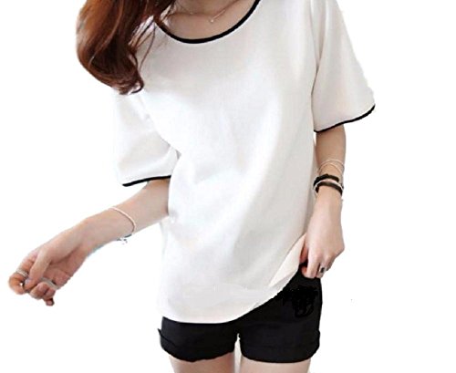 (パレストレンド) PALACE TREND シフォン ブラウス 半袖 レディース Tシャツ ゆったり 白 黒