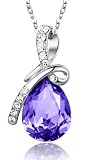 ARCO IRIS Eternal Love Teardrop Swarovski Elements Crystal Pendant Necklace for Women W 18k White Gold Plated Chain Tanzanite Purple - 2101802